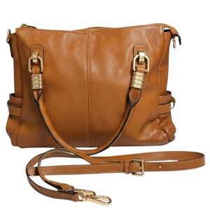 NEW Kattee Chestnut Brown Leather Satchel Handbag Hobo Bag Crossbody Bag